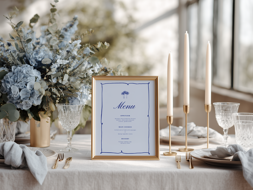 Costal Blue Wedding Menu Template