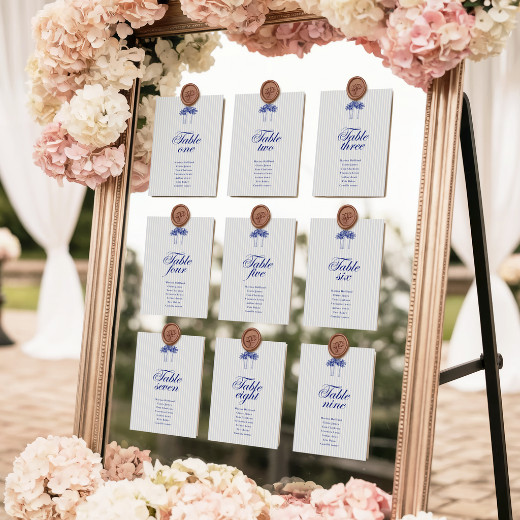Costal Blue Card Seating Chart Template
