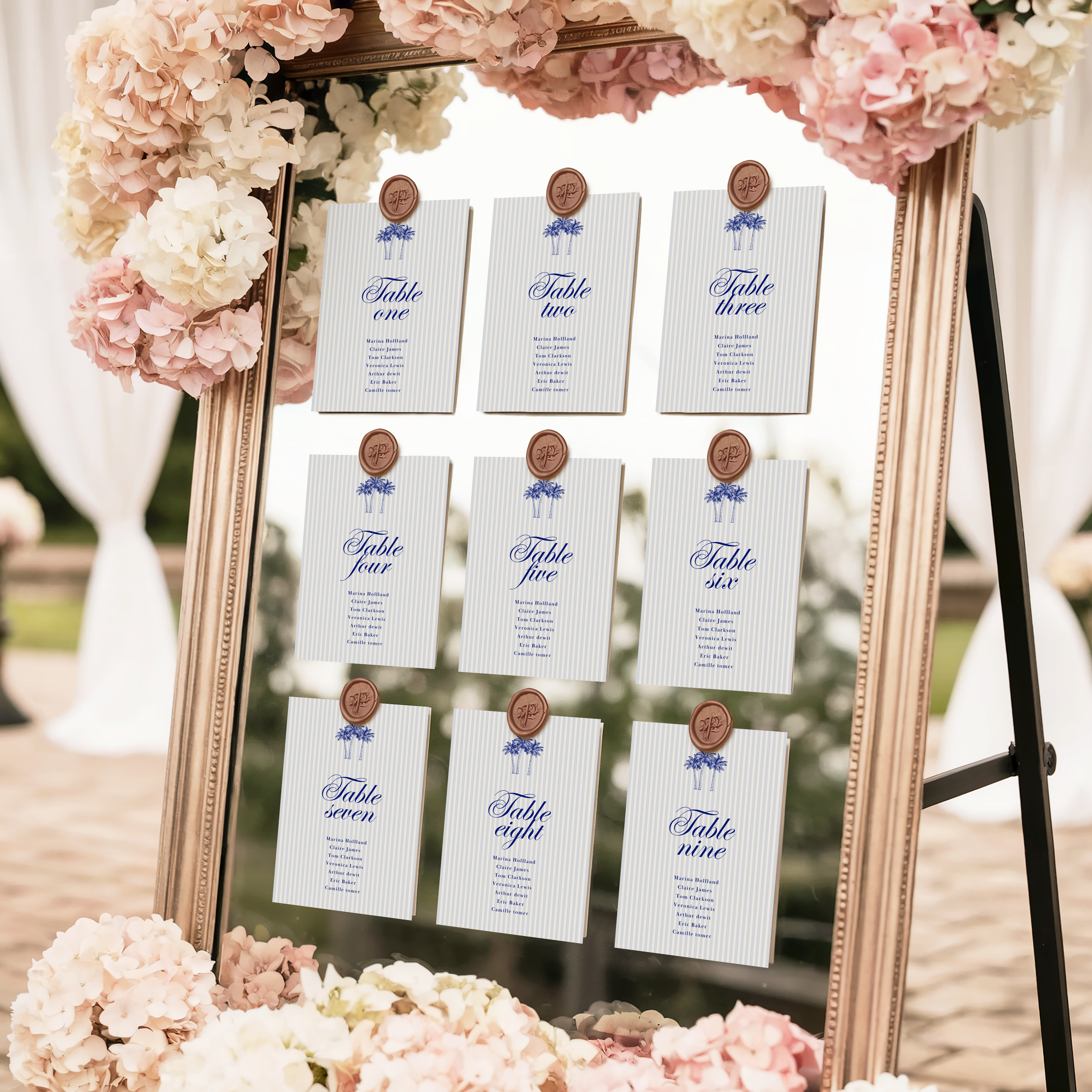 Costal Blue Card Seating Chart Template