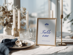 Costal Blue Wedding Table Number Template