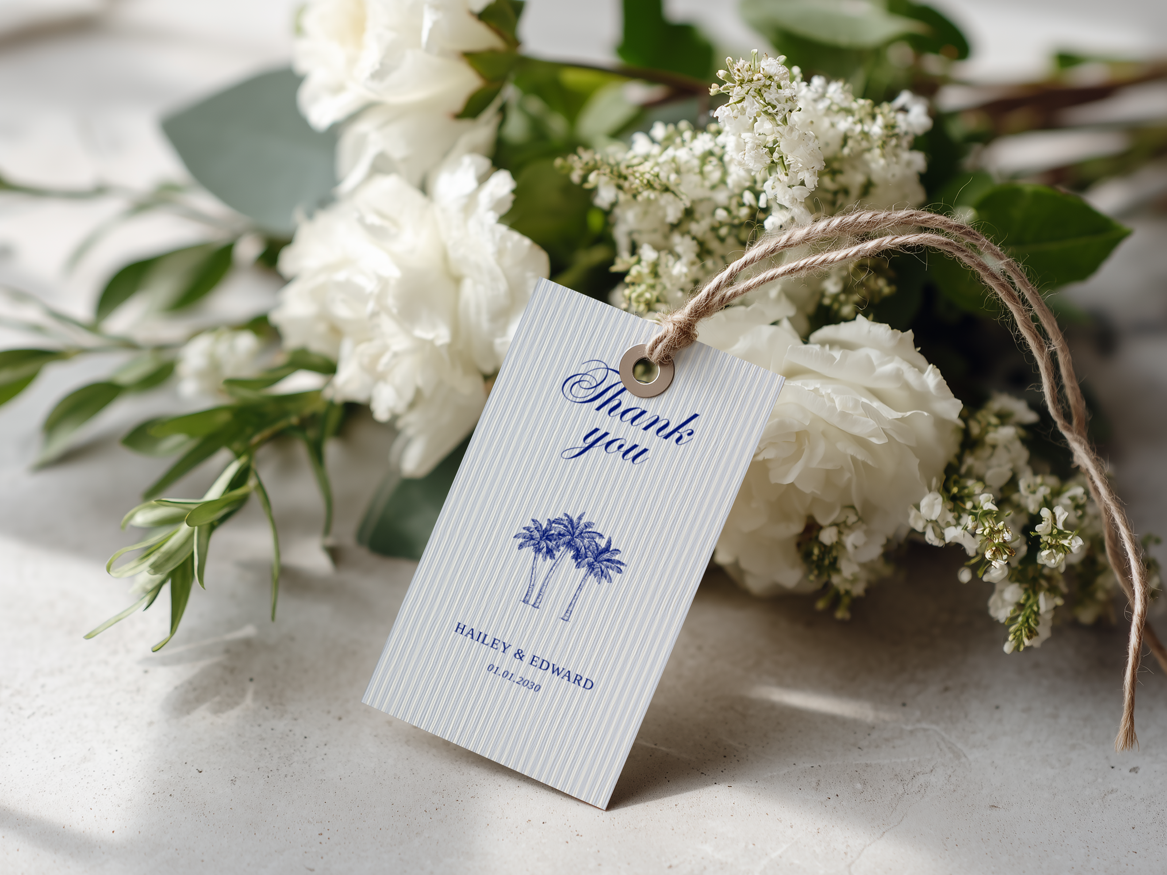 Costal Blue Wedding Favor Tag Template