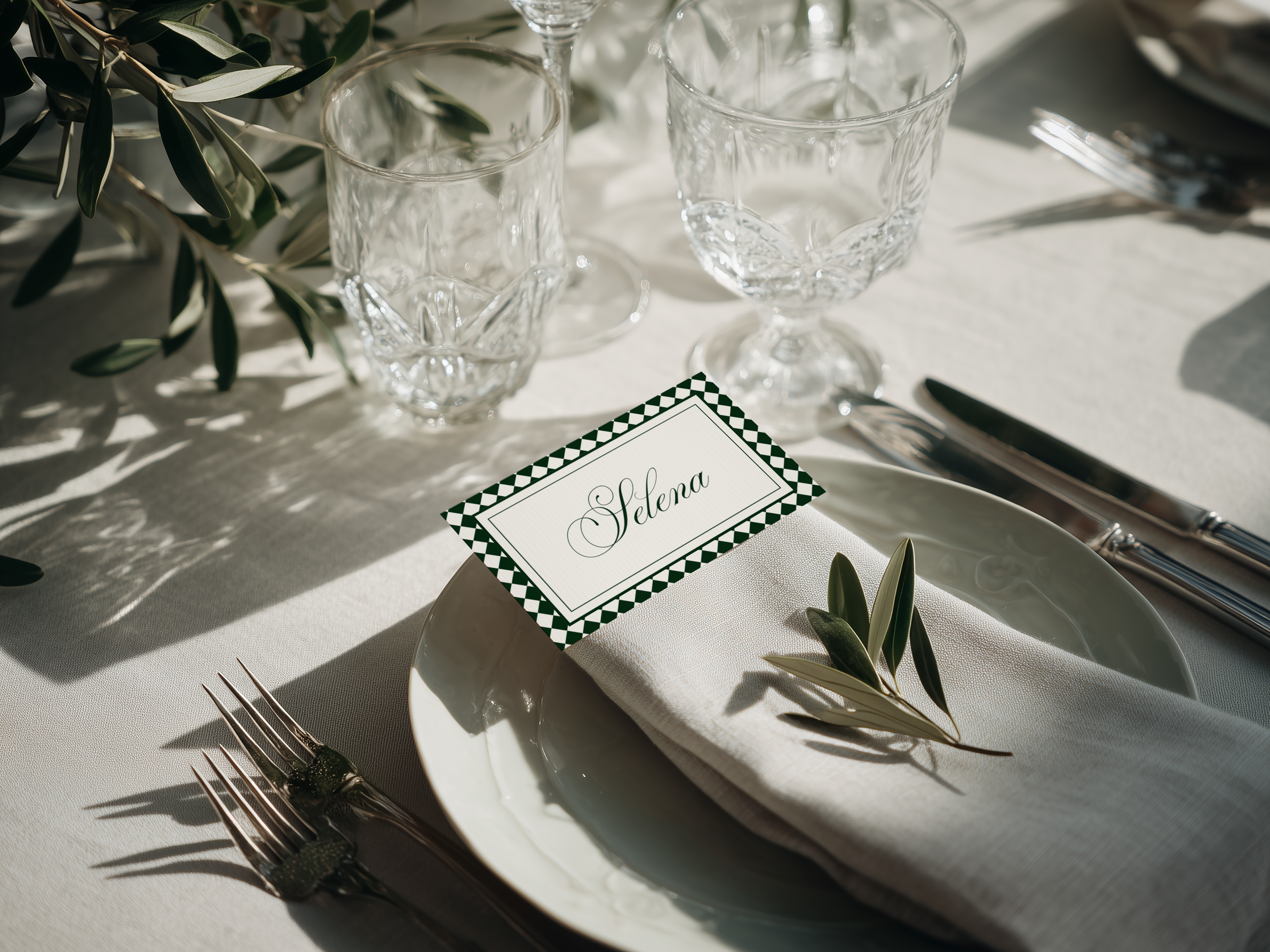 Green & White Wedding Stationery Suite Bundle