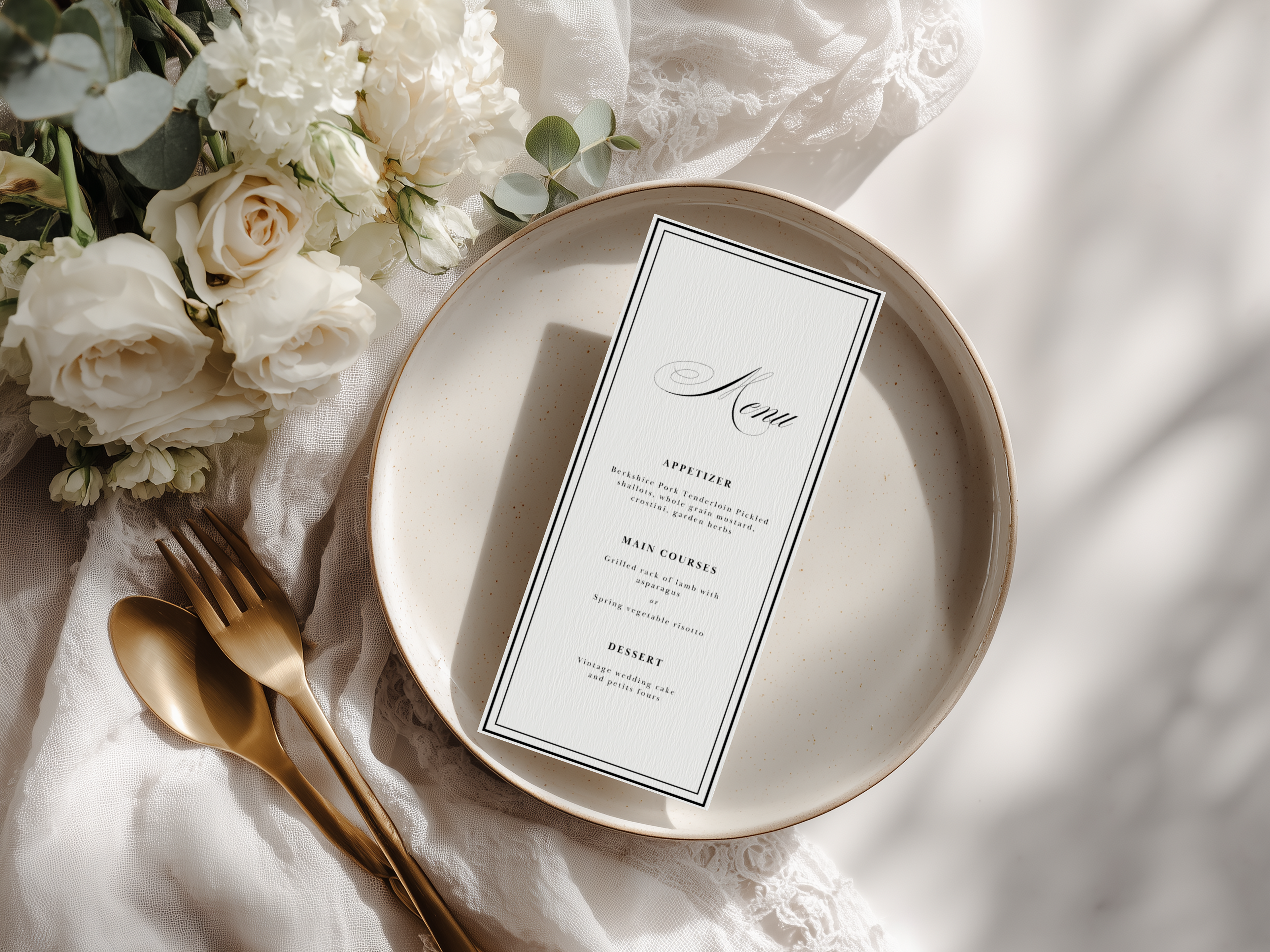 Black & White Wedding Menu Template
