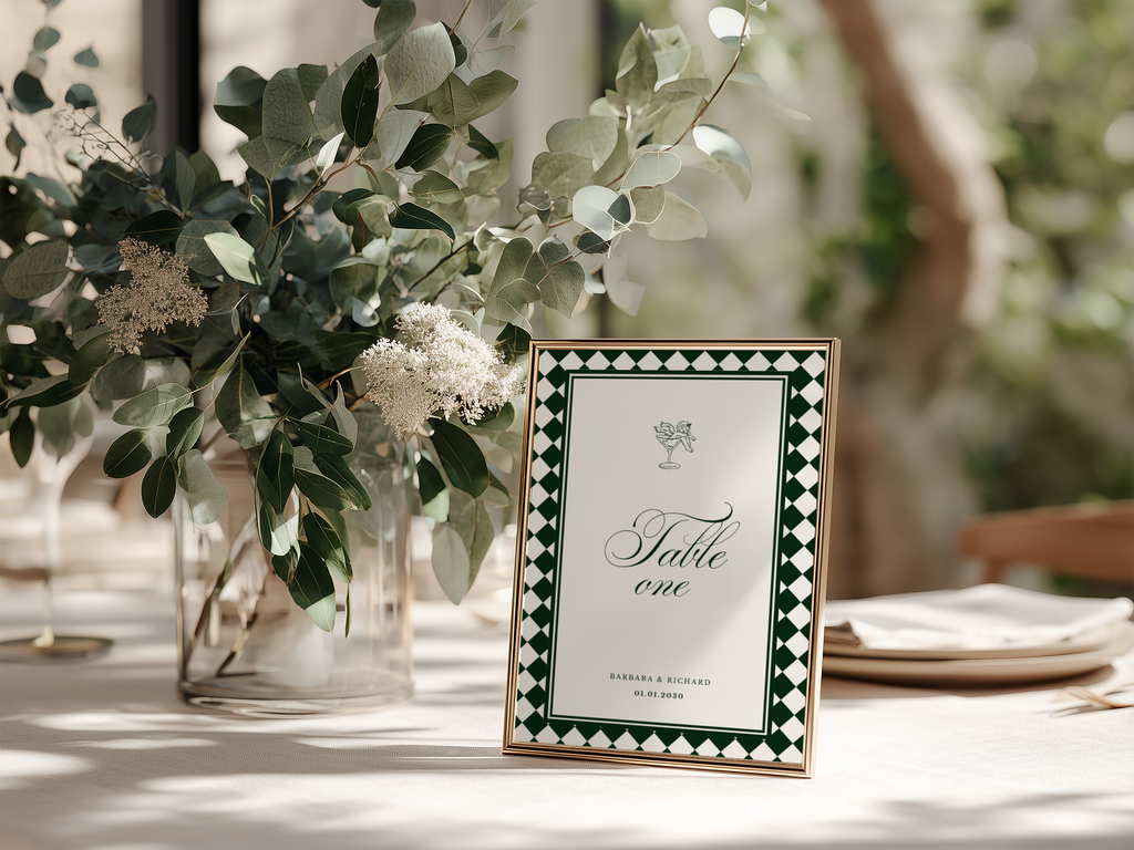 Green & White Table Number Template