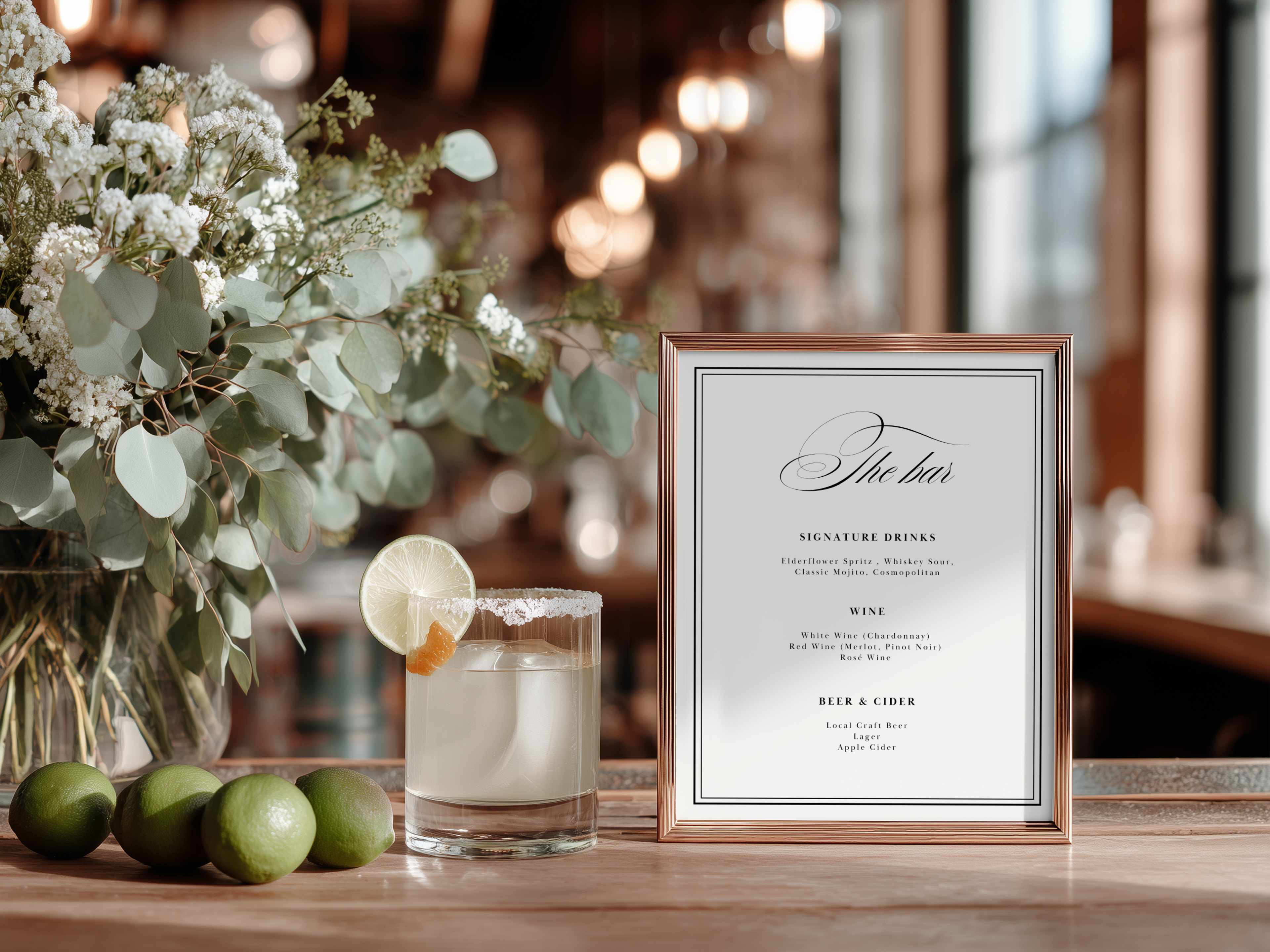 Black & White Wedding Menu Template