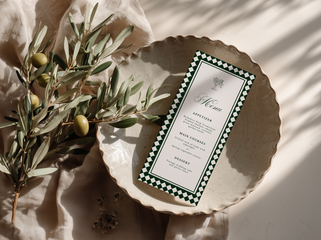 Green & White Wedding Stationery Suite Bundle