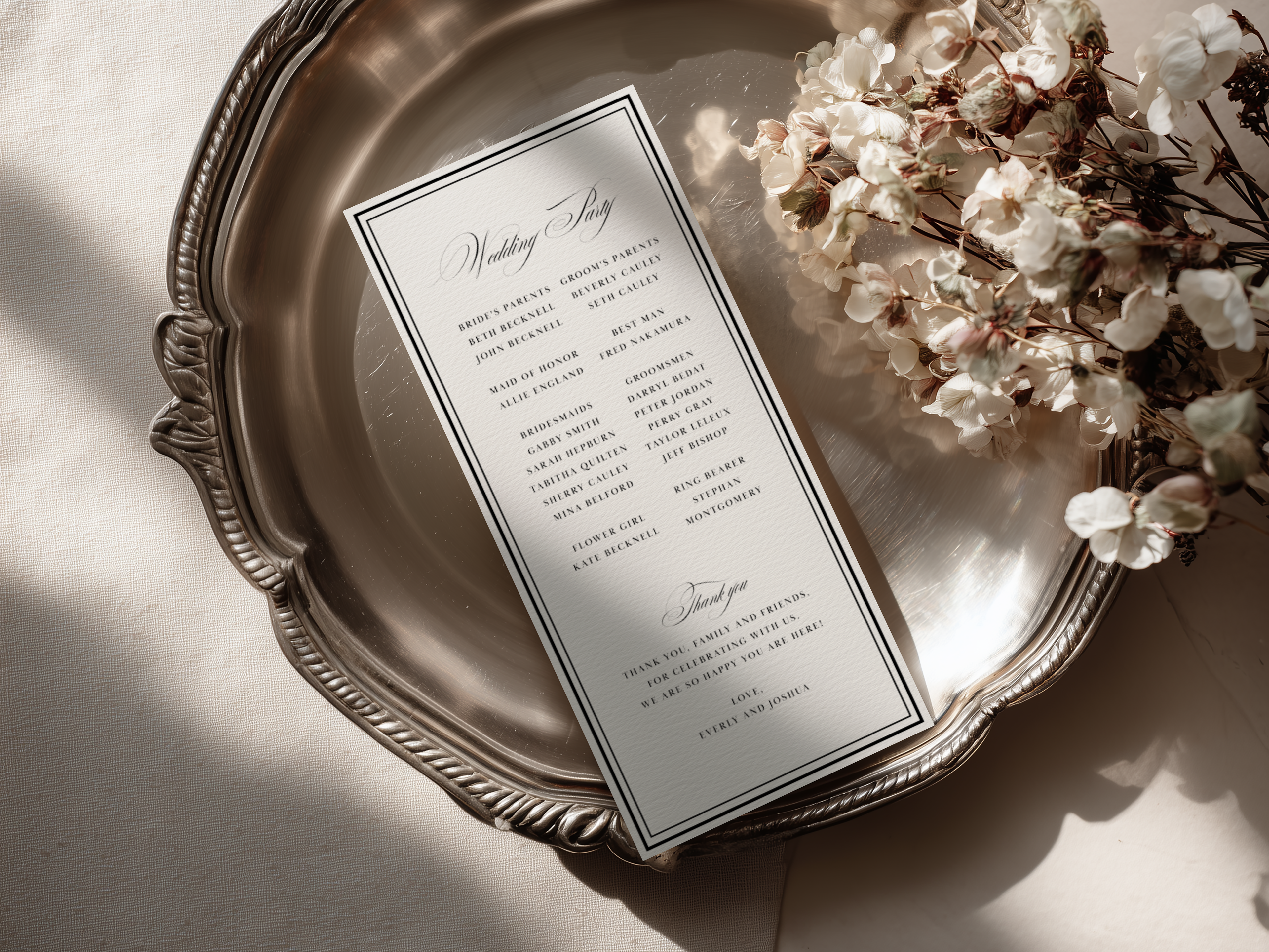 Black & White Wedding Program Template