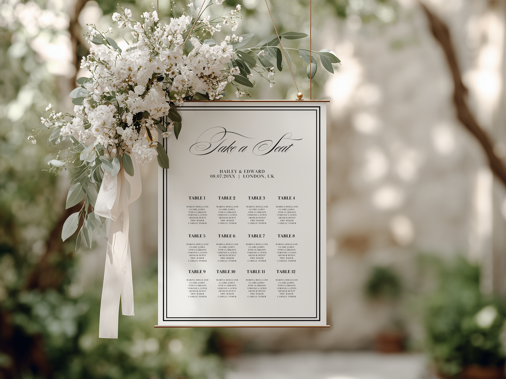 Black & White Wedding Seating Chart
