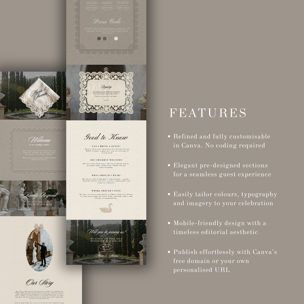 Old Money Romance Wedding Website Template