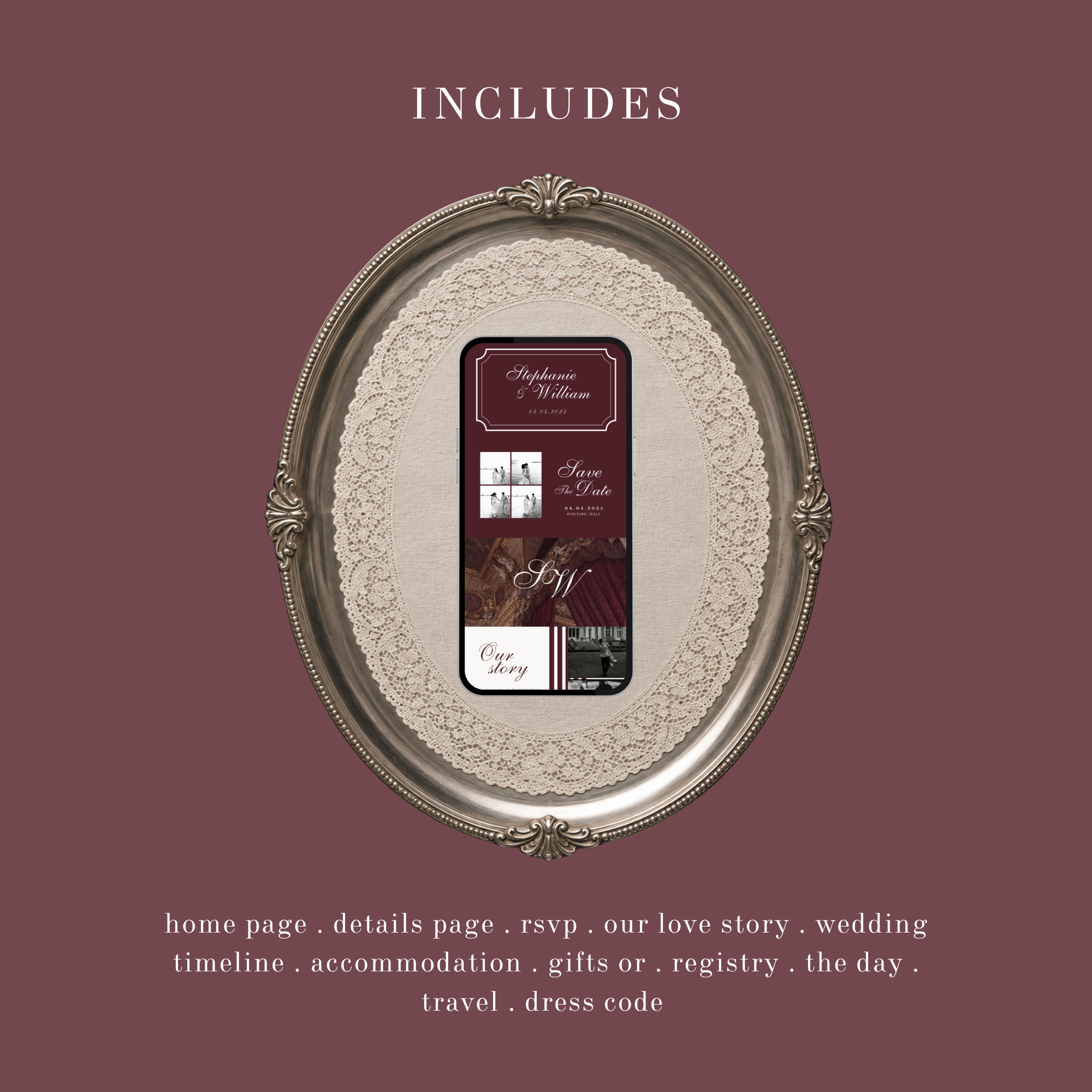 Luxury Burgundy Wedding Website Template