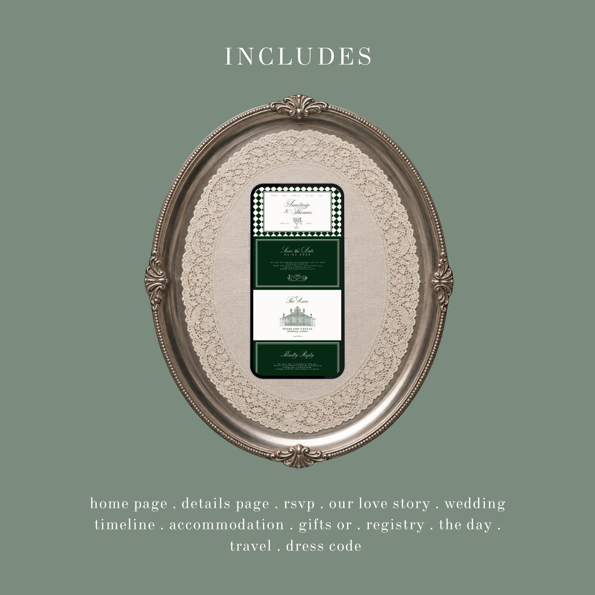 Green Harlequin Wedding Website