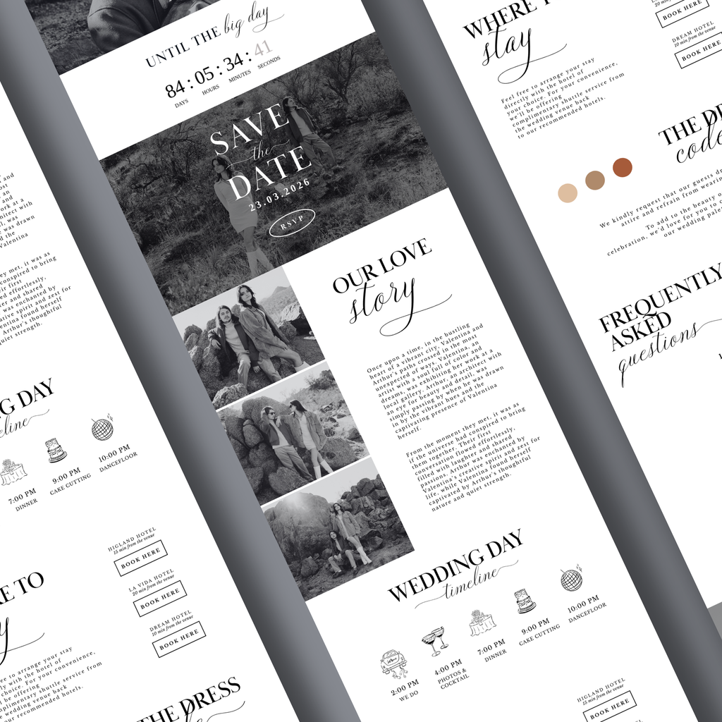 Black and White Wedding Website Template
