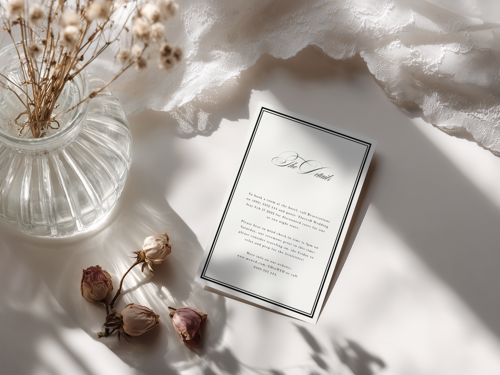 Black & White Wedding Details Card Template