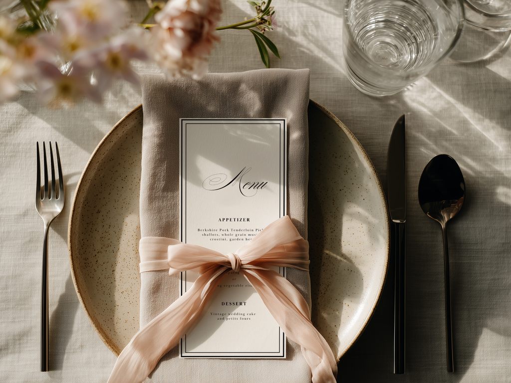 Black & White Wedding Menu Template
