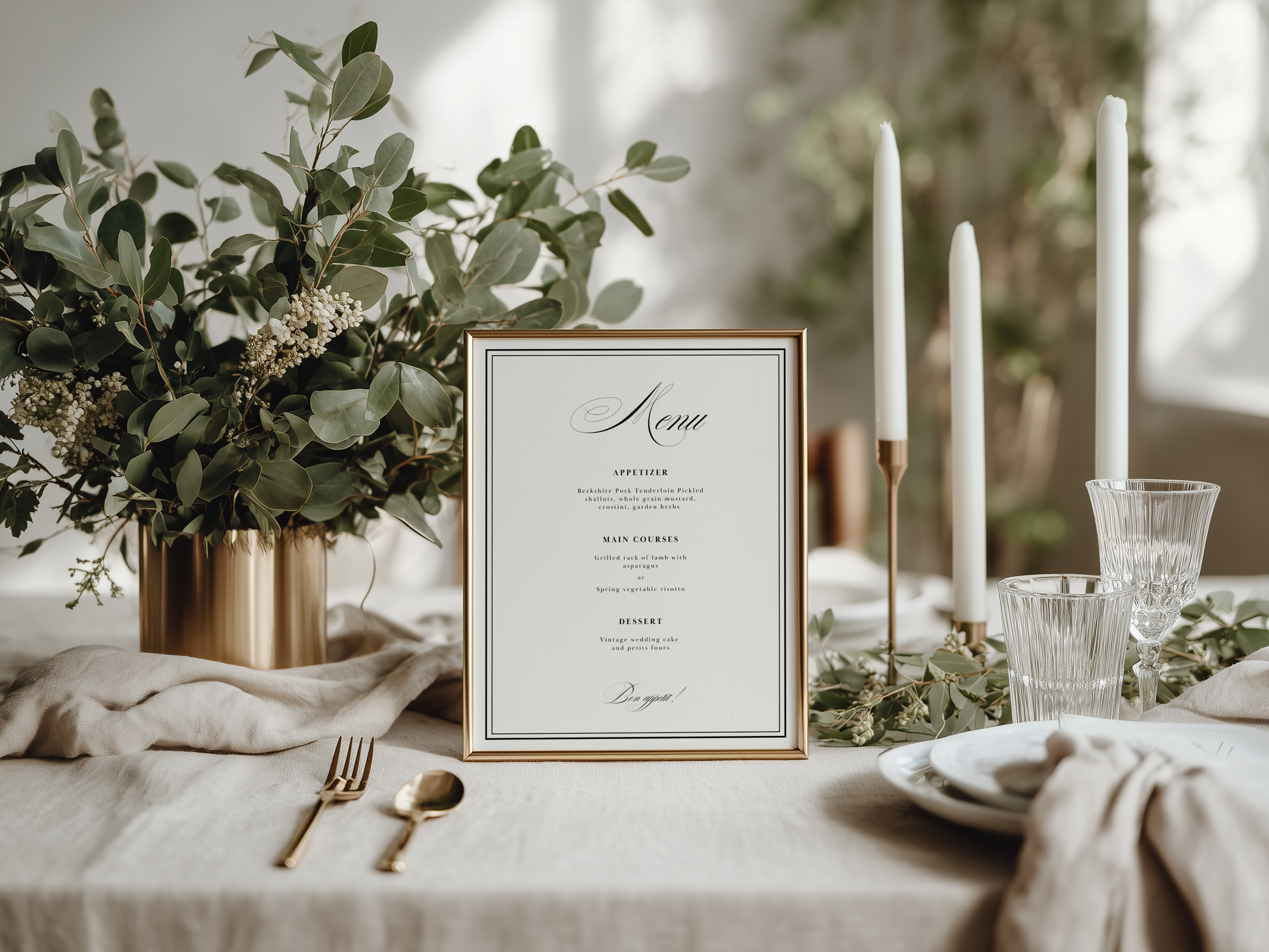 Black & White Wedding Menu Template