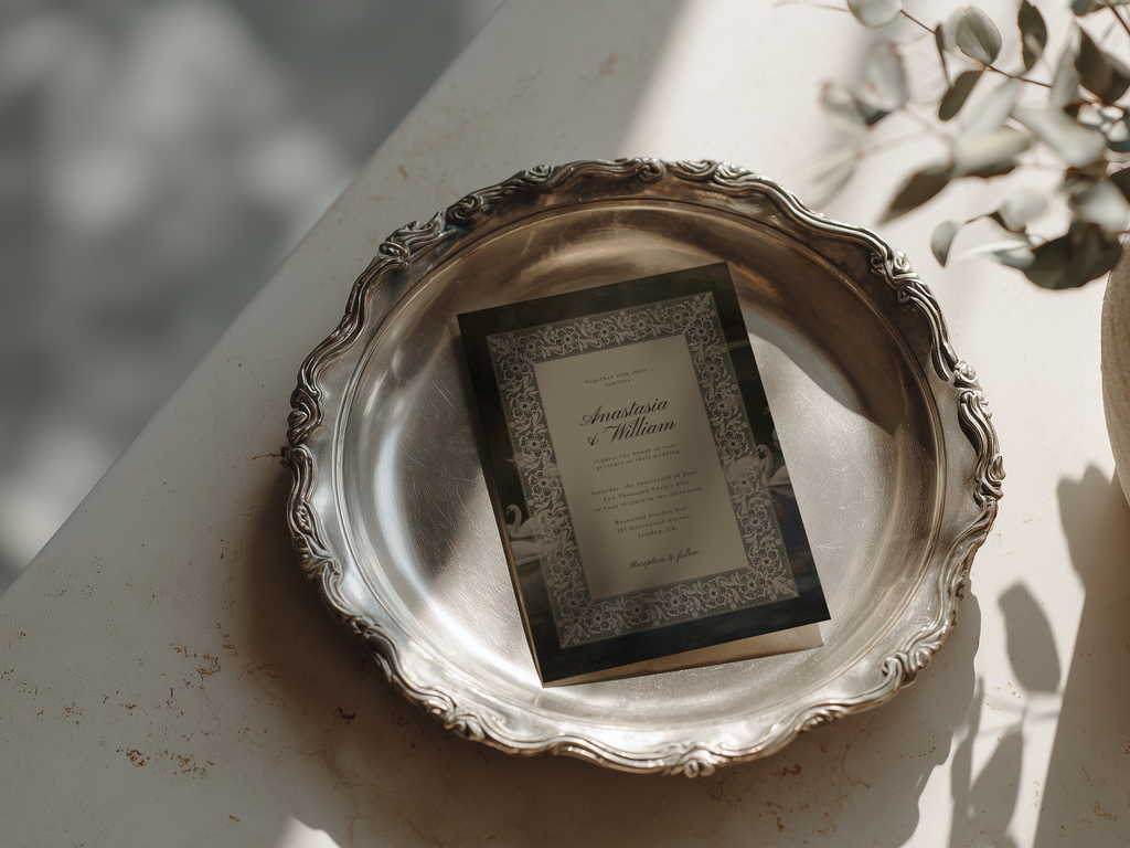 Romantic Swan Wedding Invitation Template