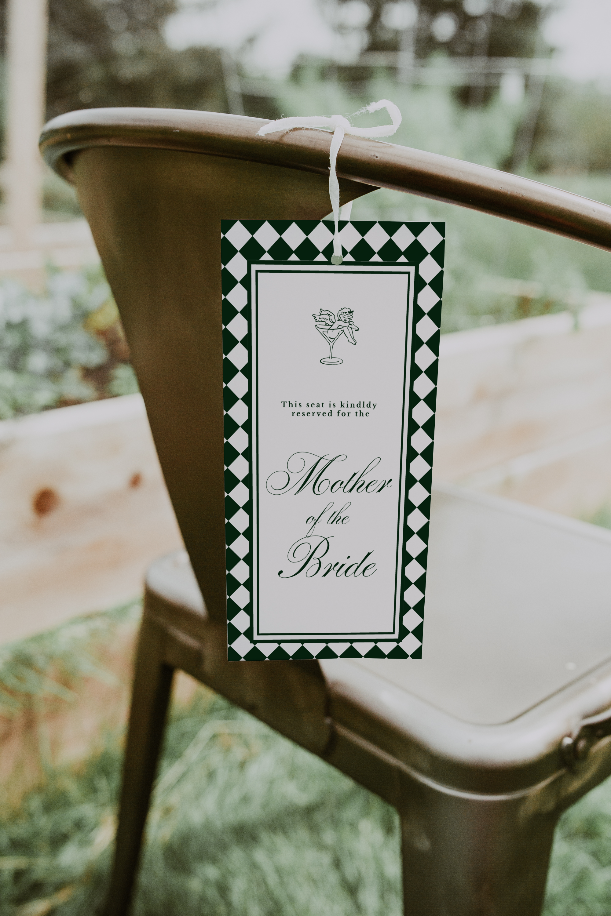 Green Wedding Chair Tag Template