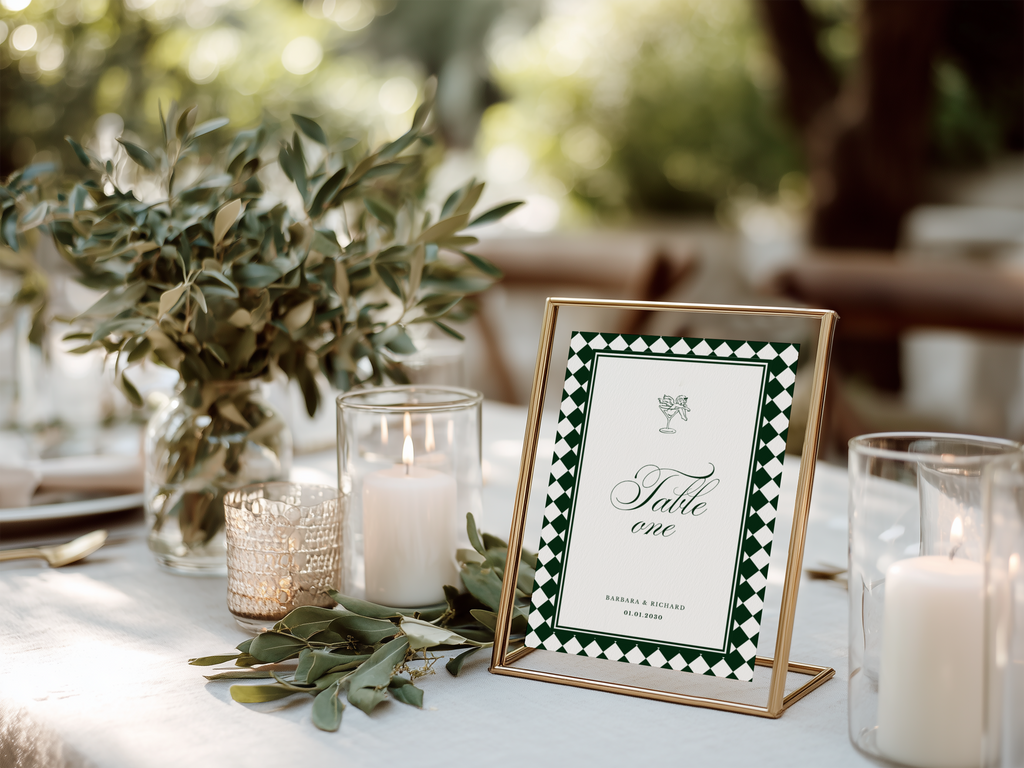 Green & White Table Number Template