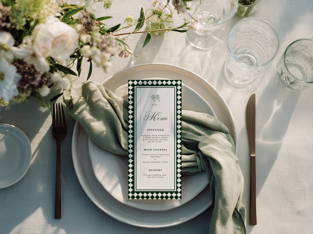 Green & White Wedding Menu Template