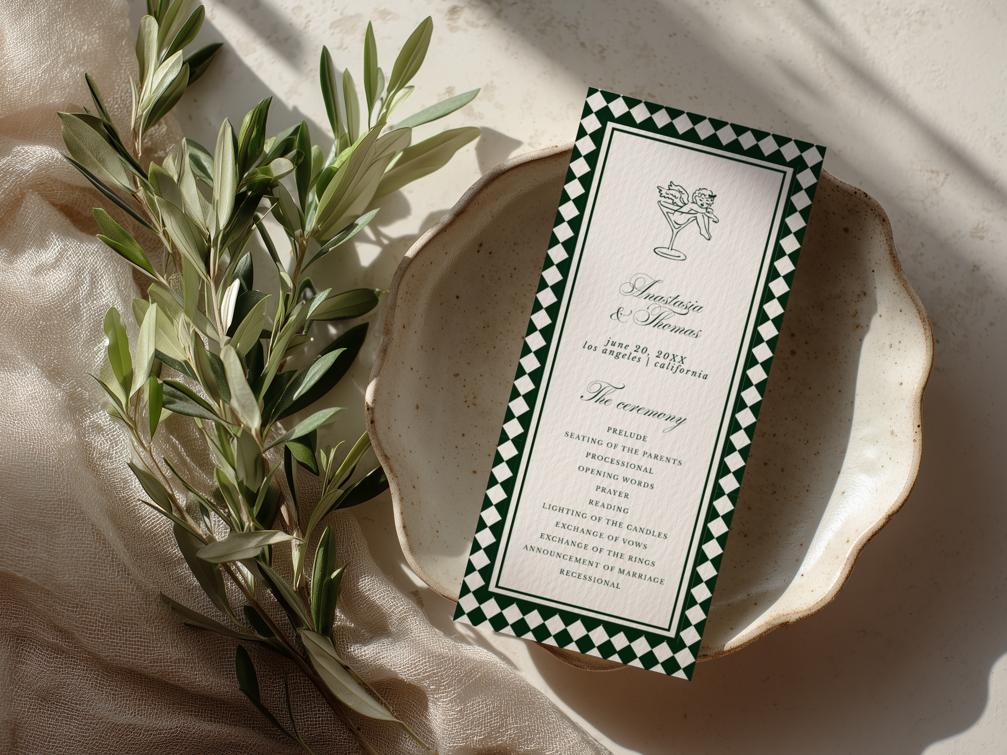 Green Wedding Ceremony Program Template