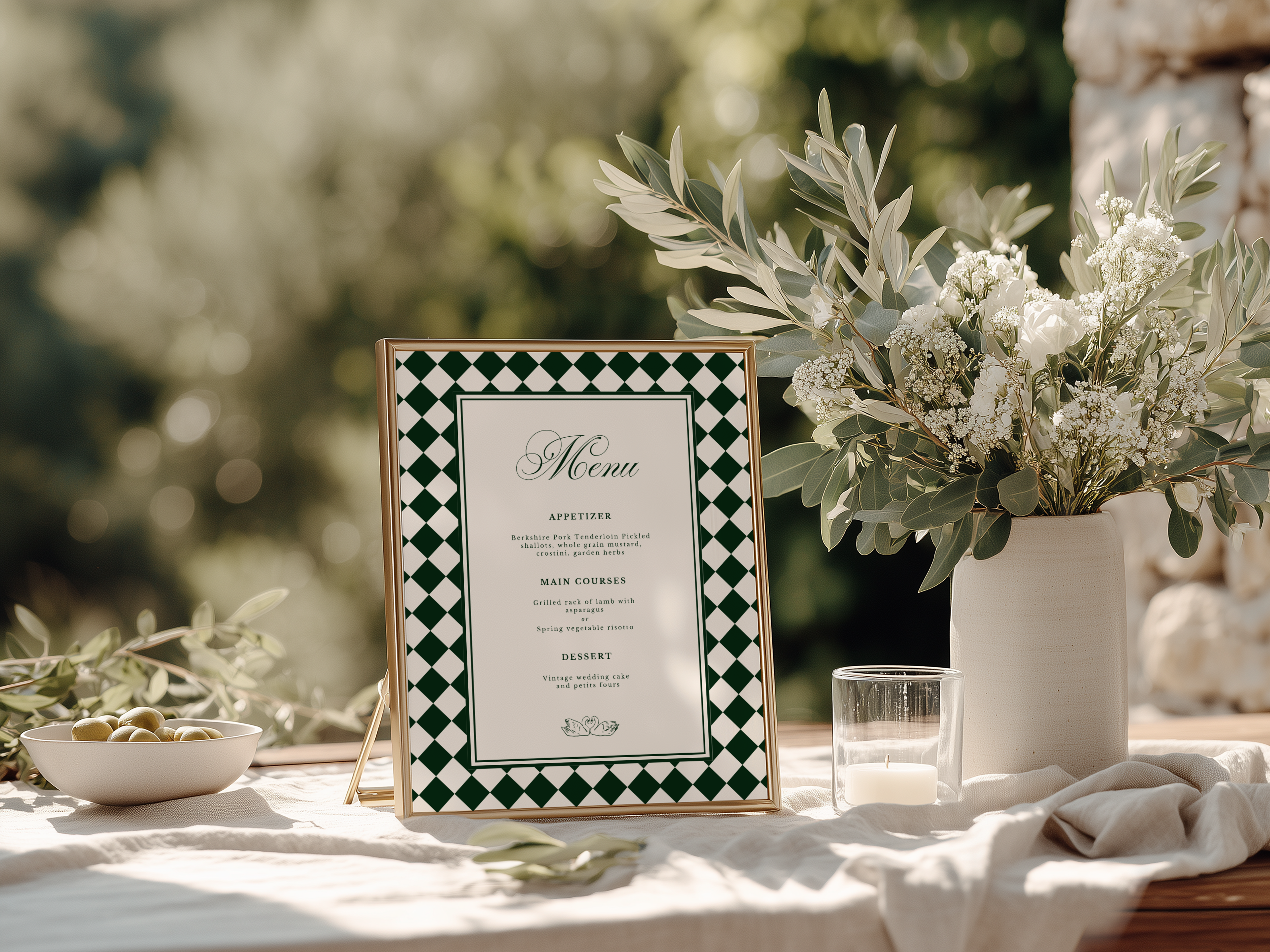 Green & White Wedding Menu Template
