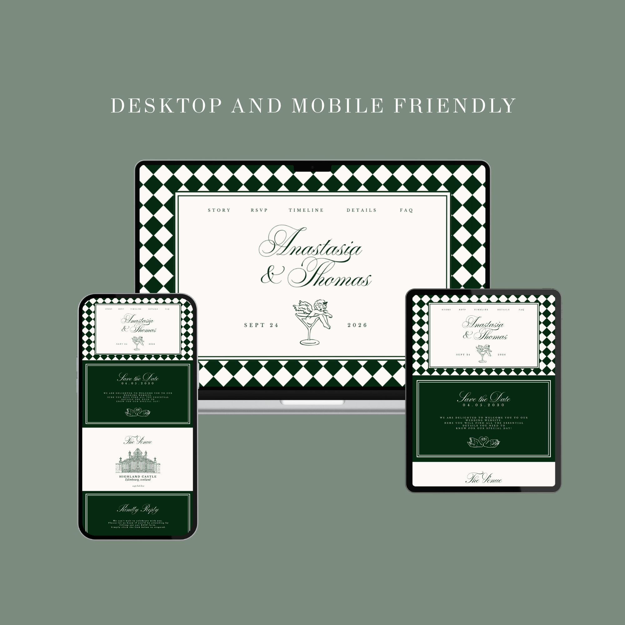 Green Harlequin Wedding Website
