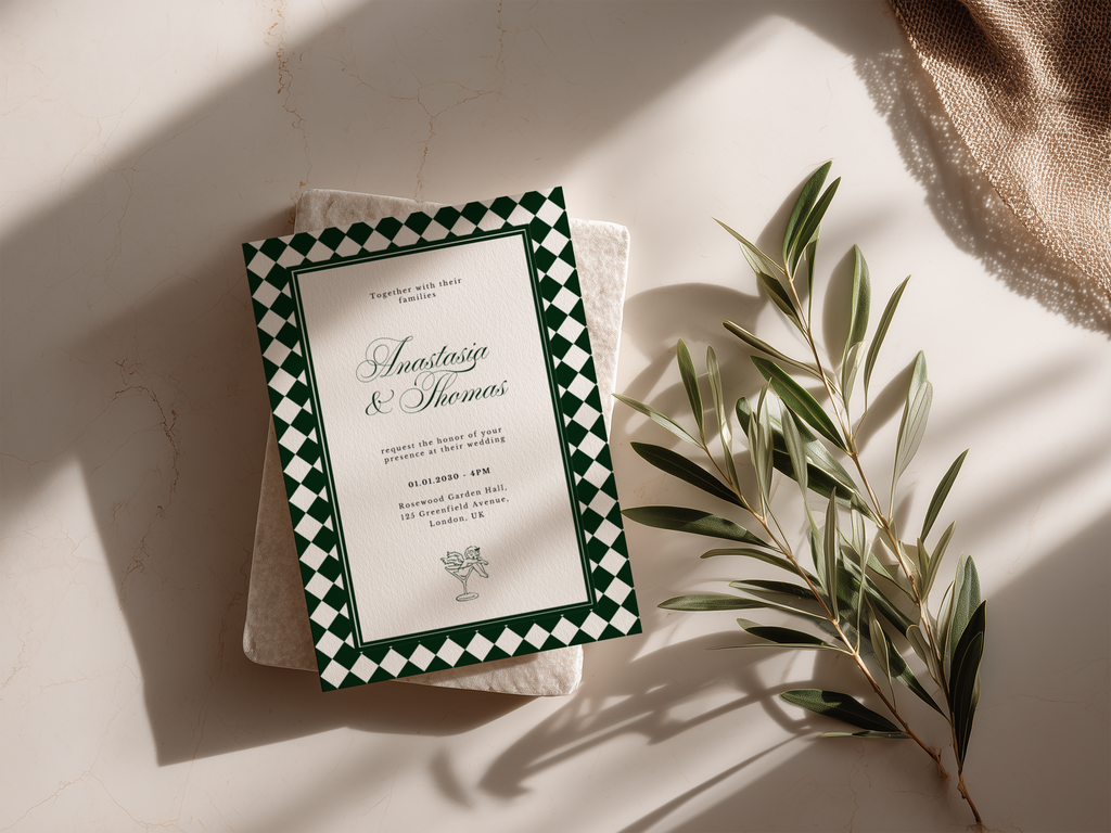 Green Wedding Invitation Suite Template
