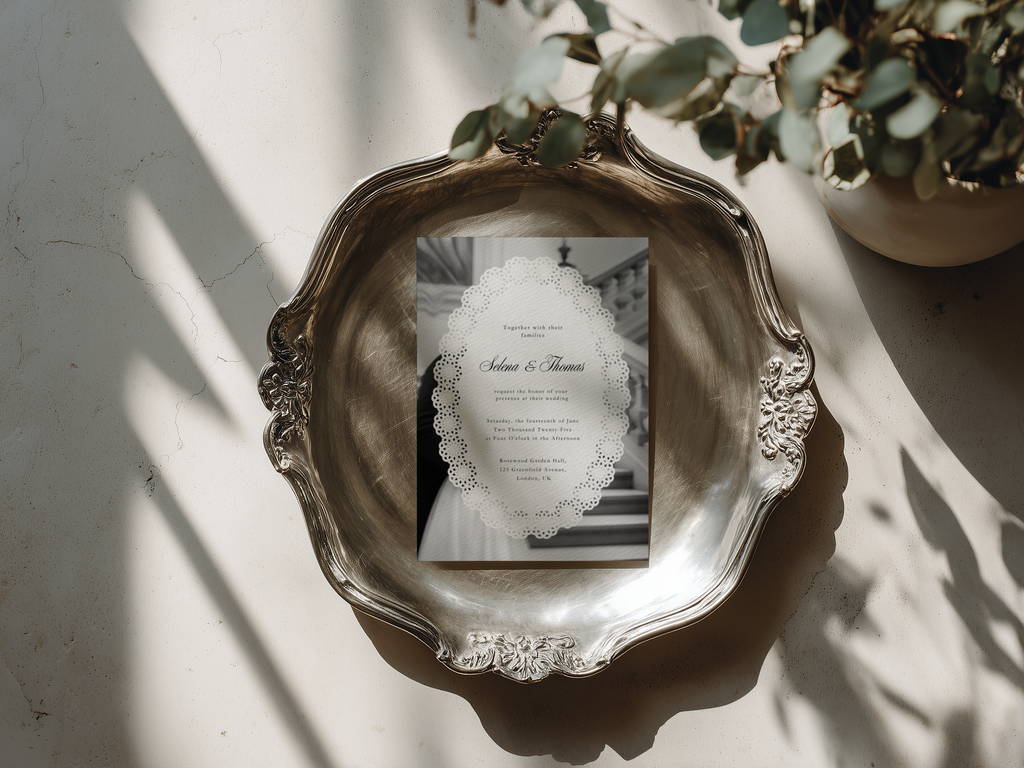 Vintage Photo Wedding Invitation Template
