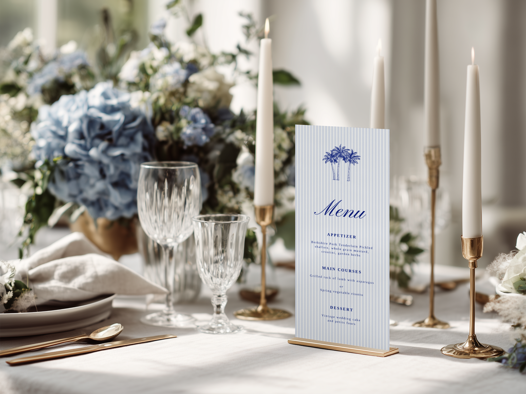 Costal Blue Wedding Menu Template
