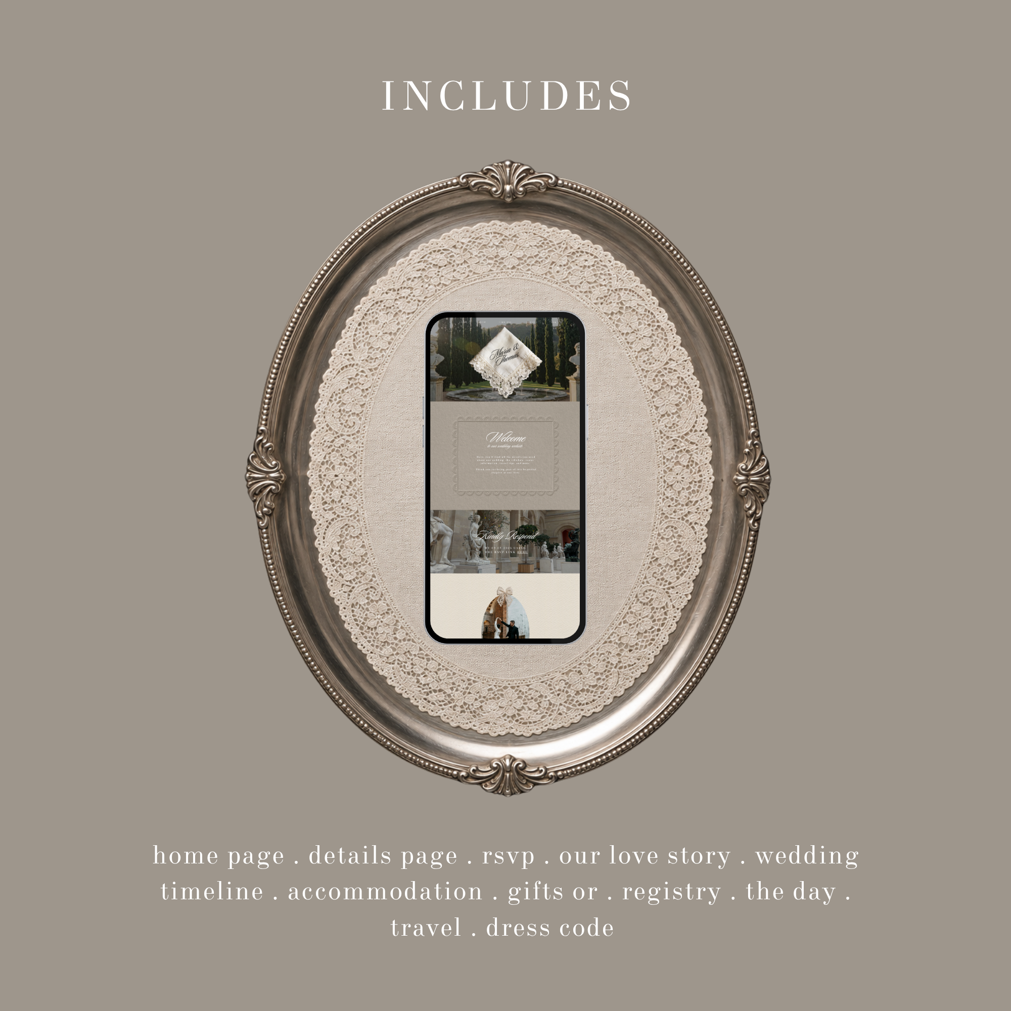 Old Money Romance Wedding Website Template