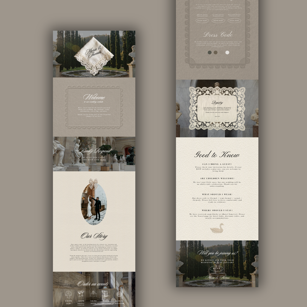 Old Money Romance Wedding Website Template