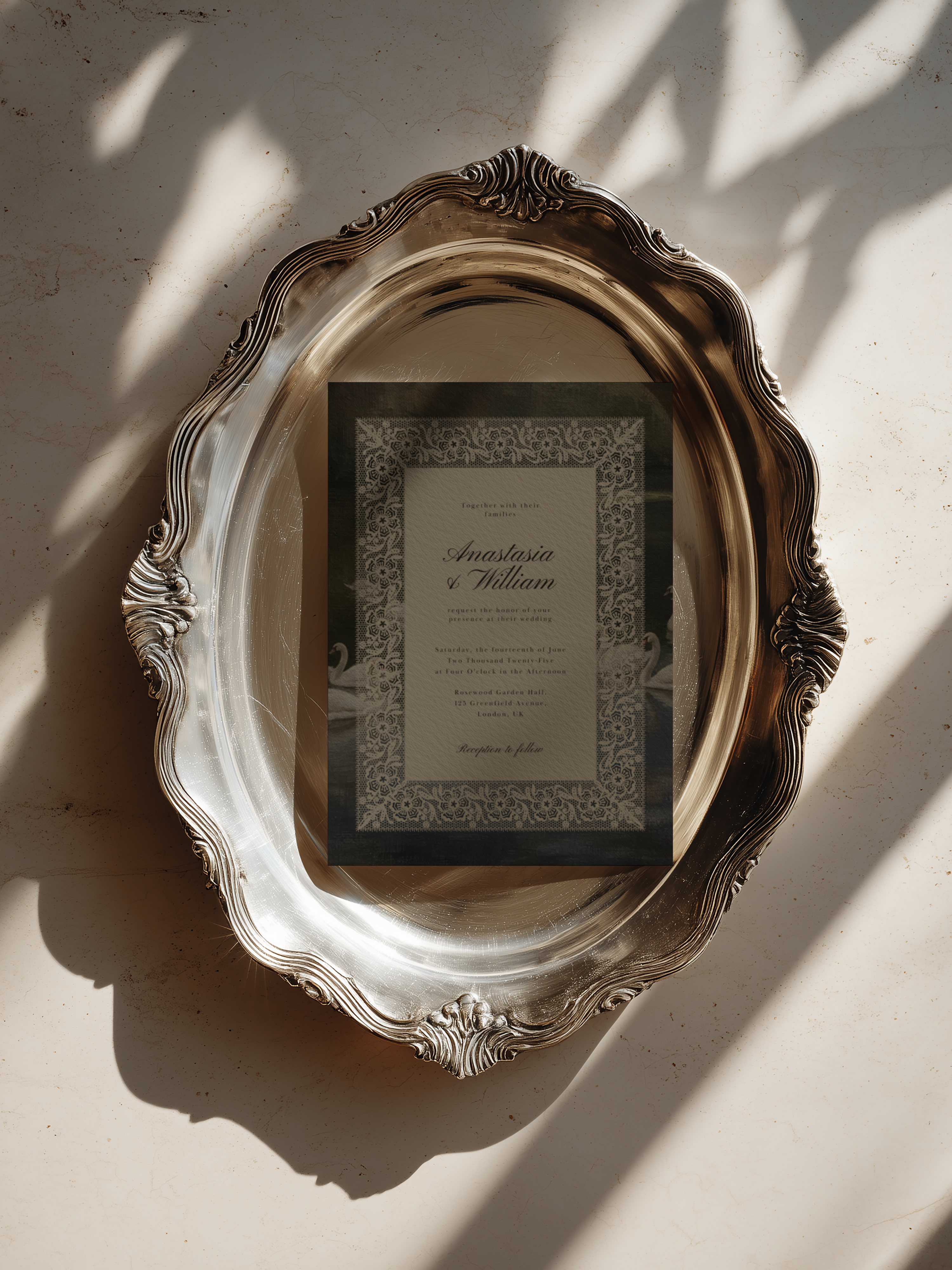 Romantic Swan Wedding Invitation Template