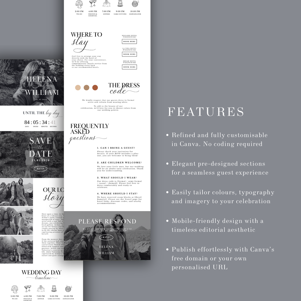 Black and White Wedding Website Template