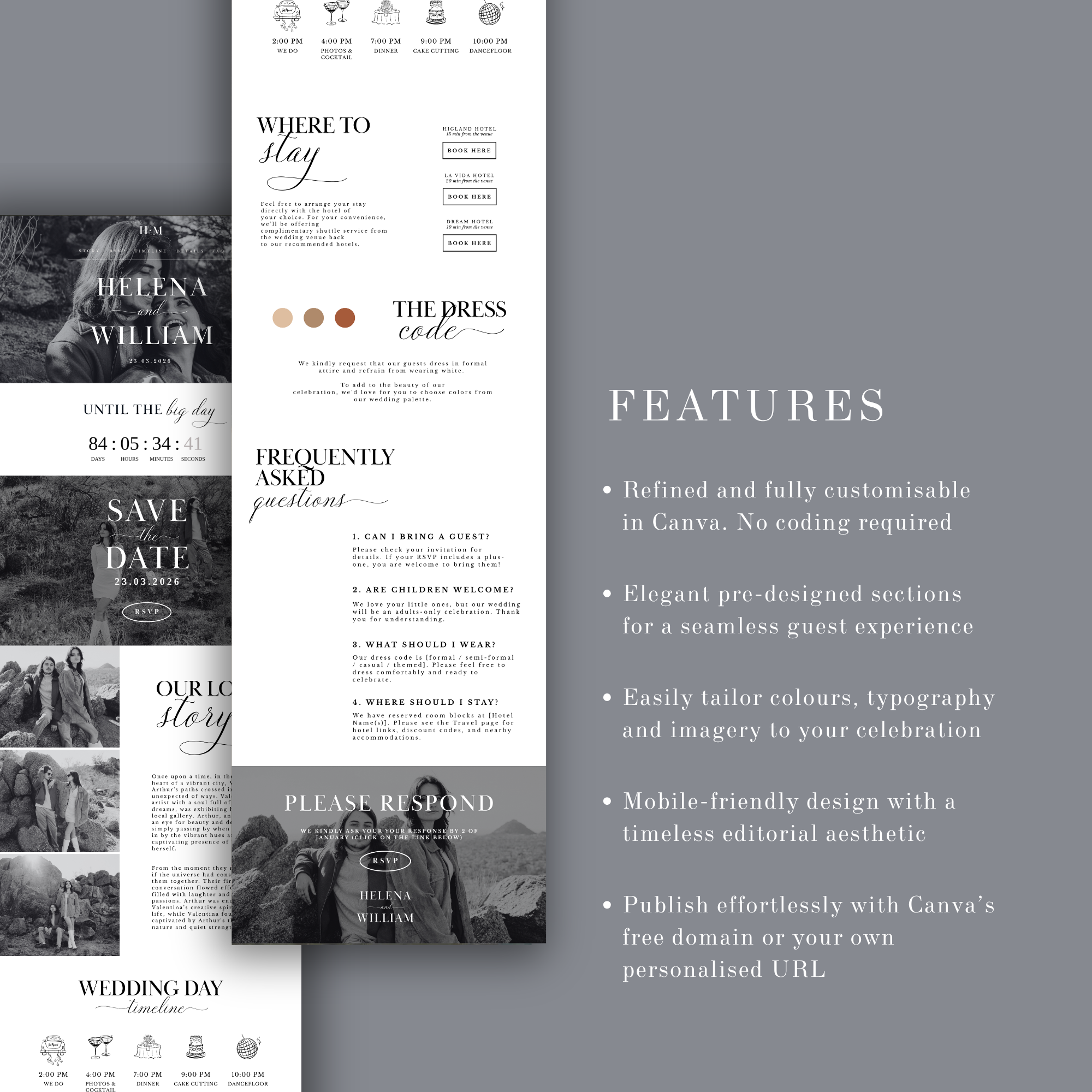 Black and White Wedding Website Template