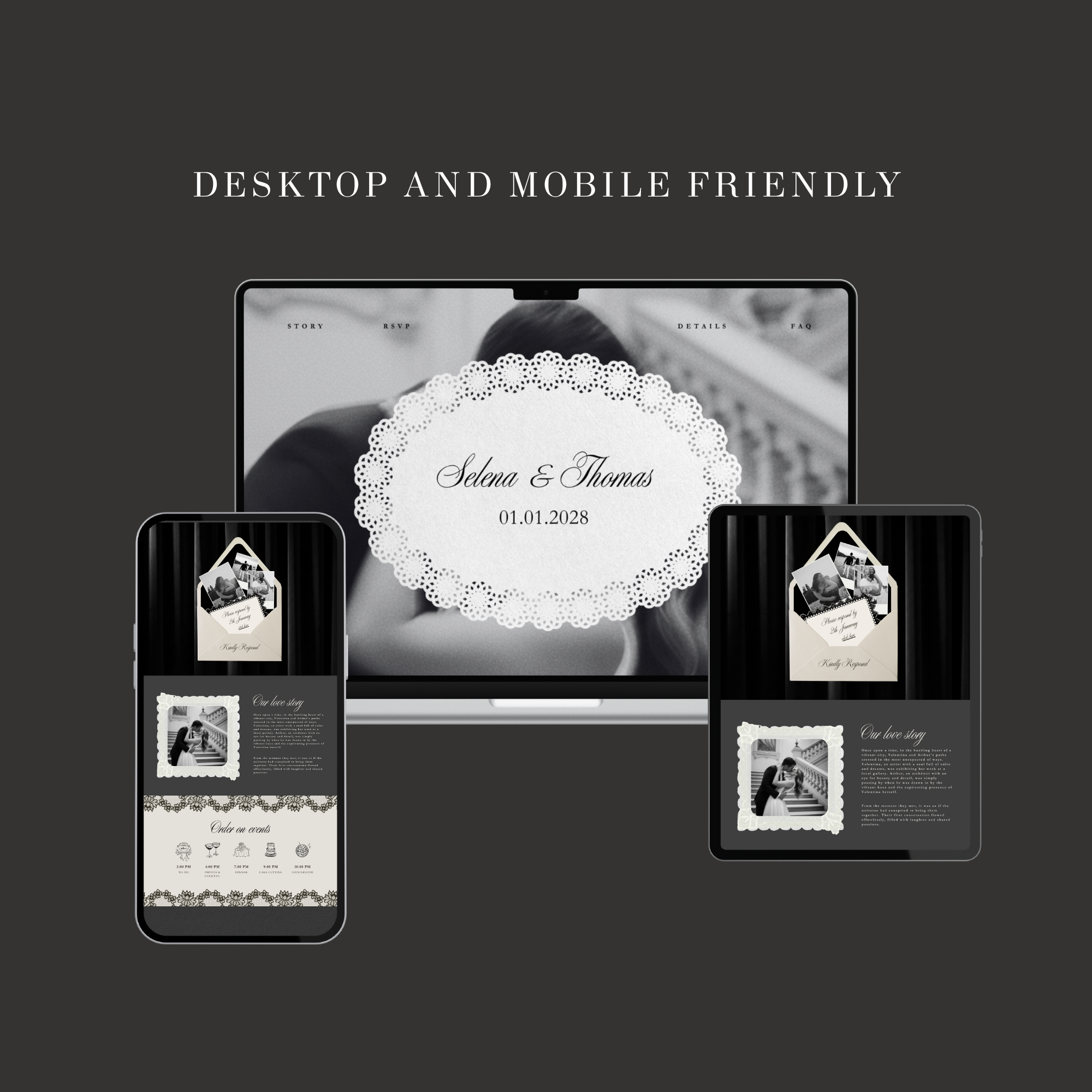 Timeless Monochrome Wedding Website Template