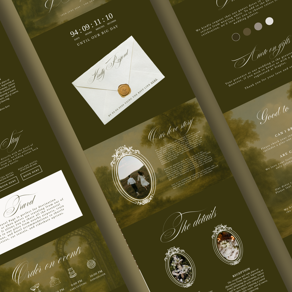 Vintage Olive Wedding Website Template