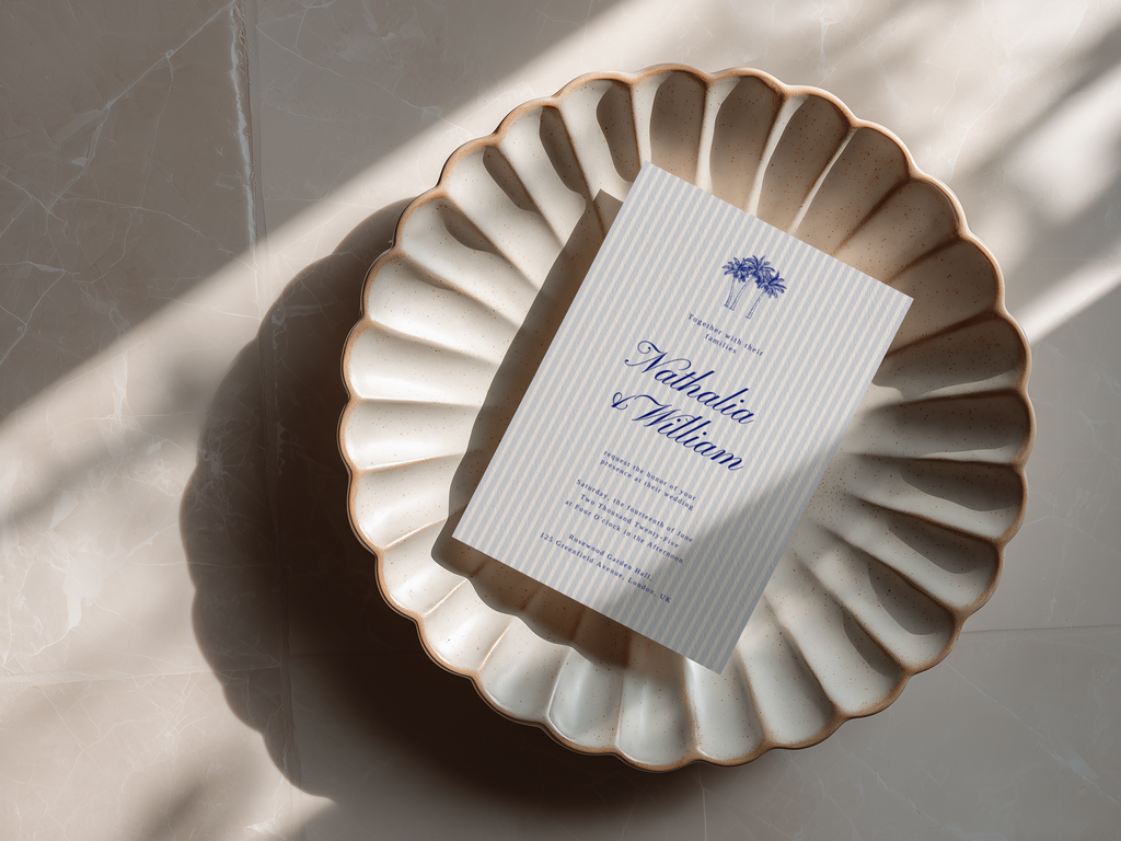 Coastal Blue Wedding Invitation Template