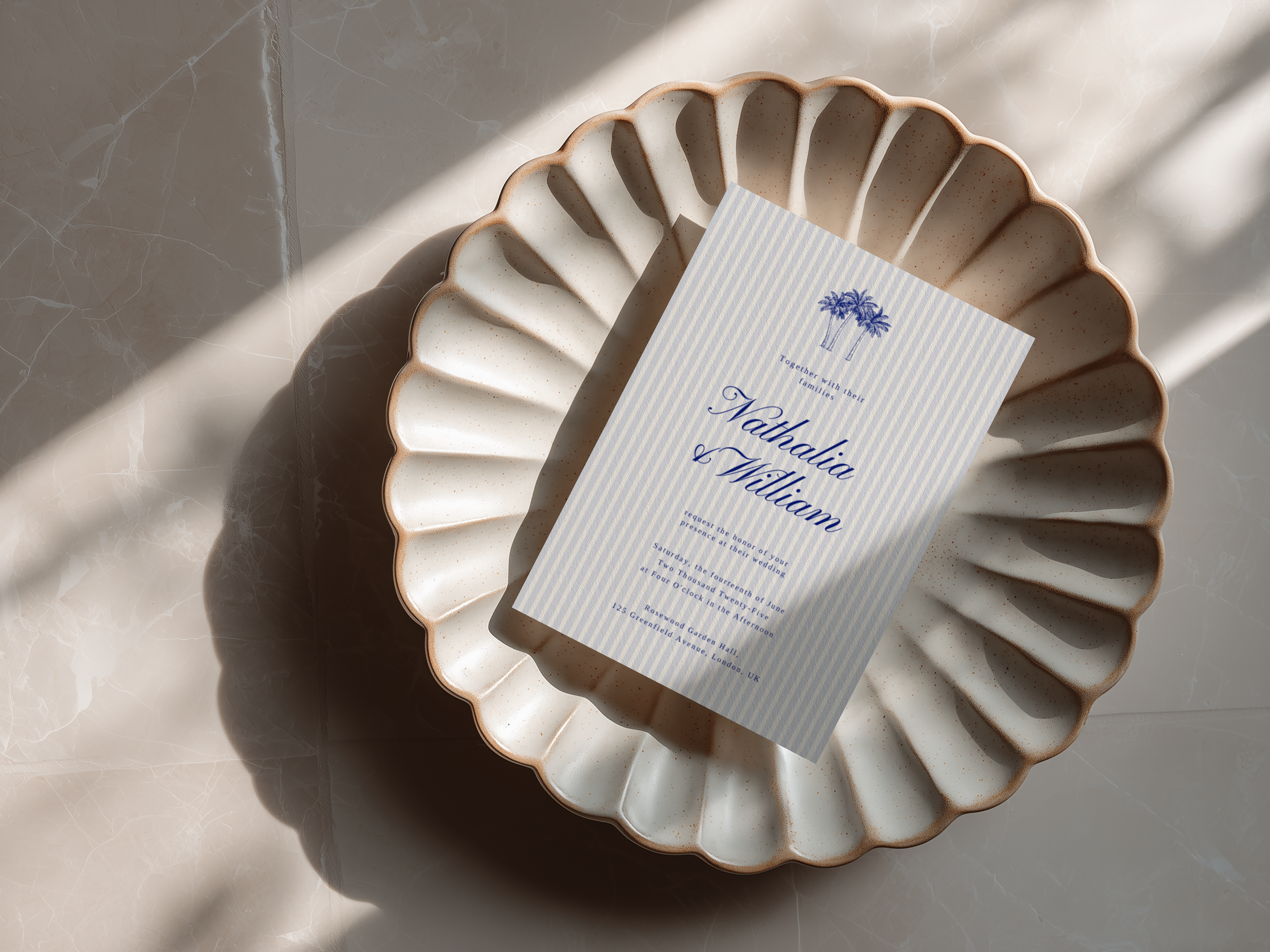 Coastal Blue Wedding Invitation Template