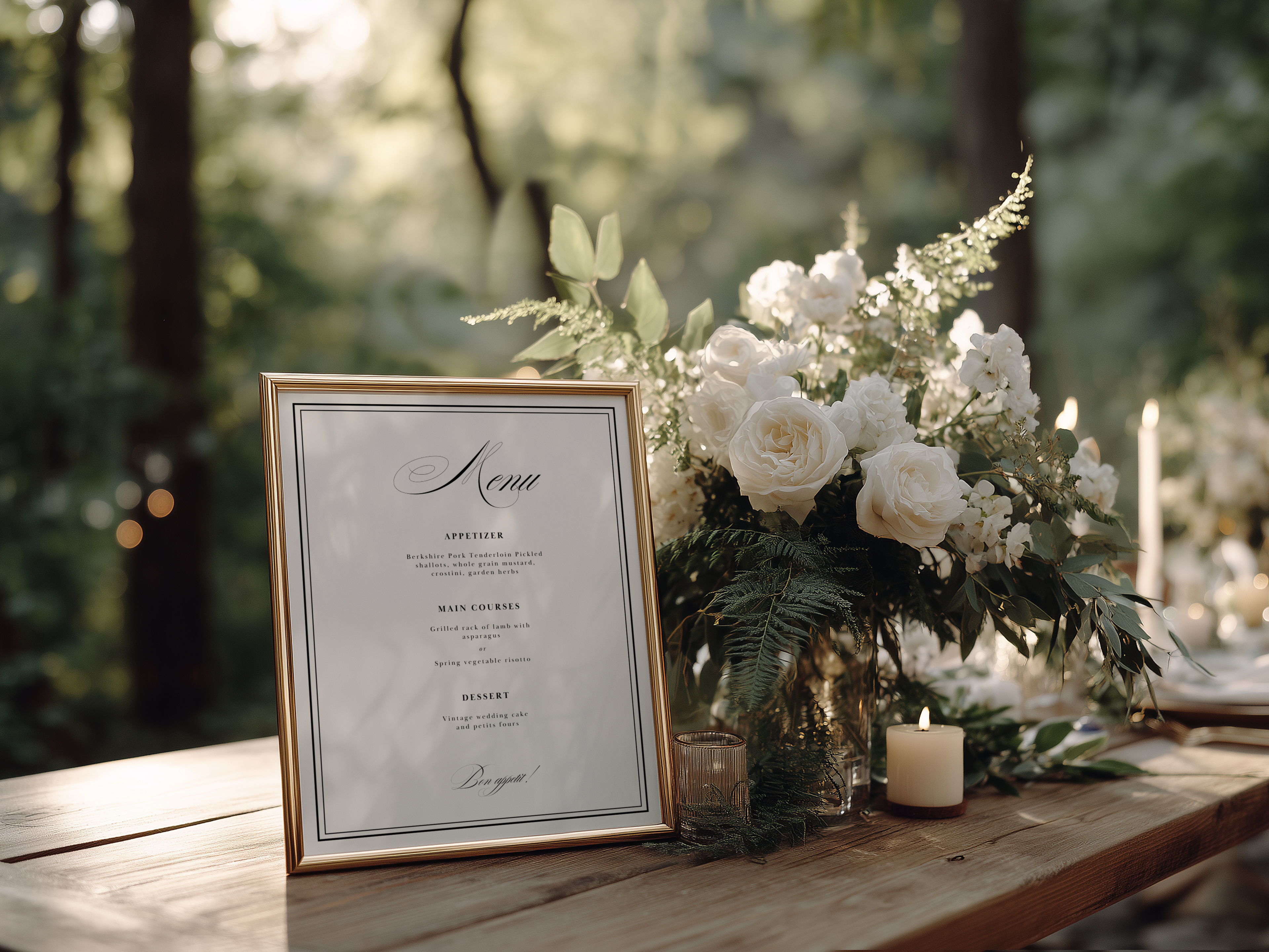 Black & White Wedding Menu Template