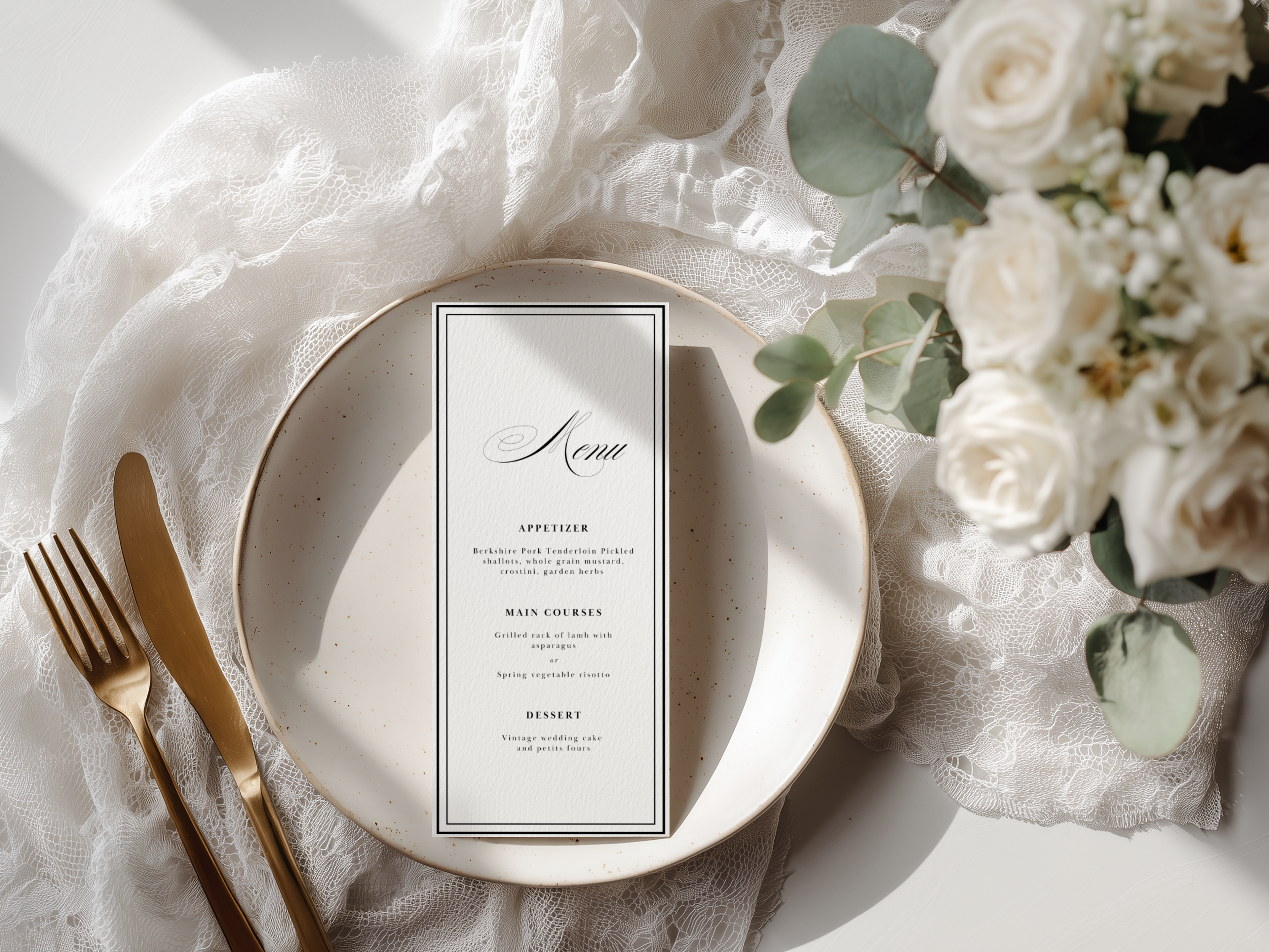 Black & White Wedding Menu Template