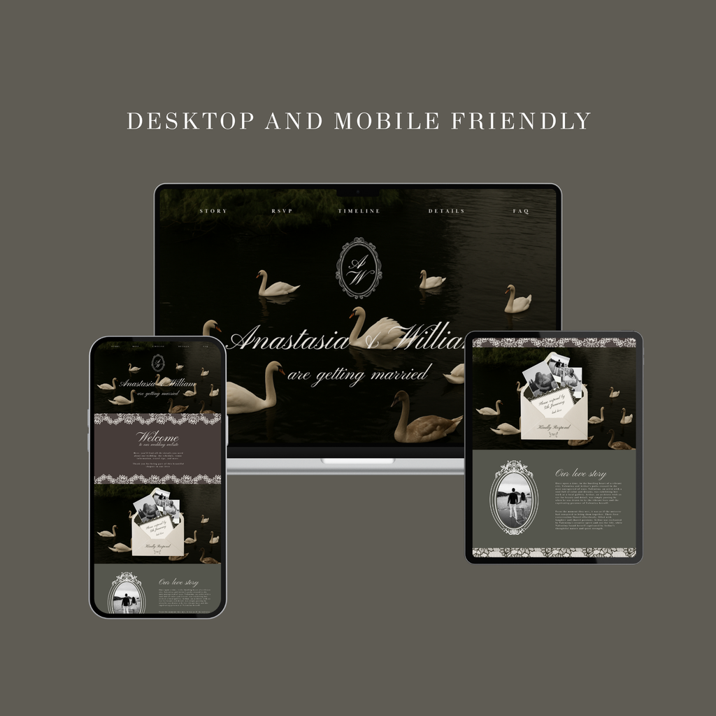 Swan & Doily Wedding Website Template
