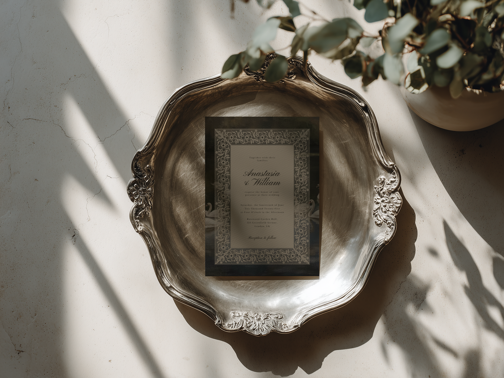 Romantic Swan Wedding Invitation Template