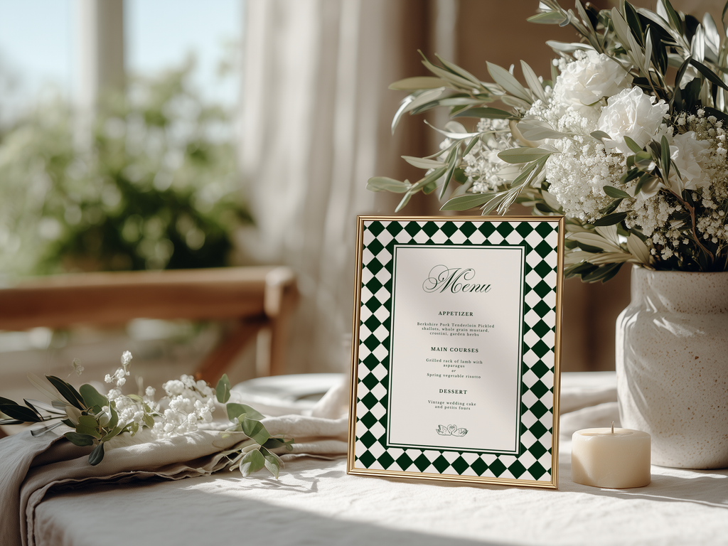 Green & White Wedding Menu Template