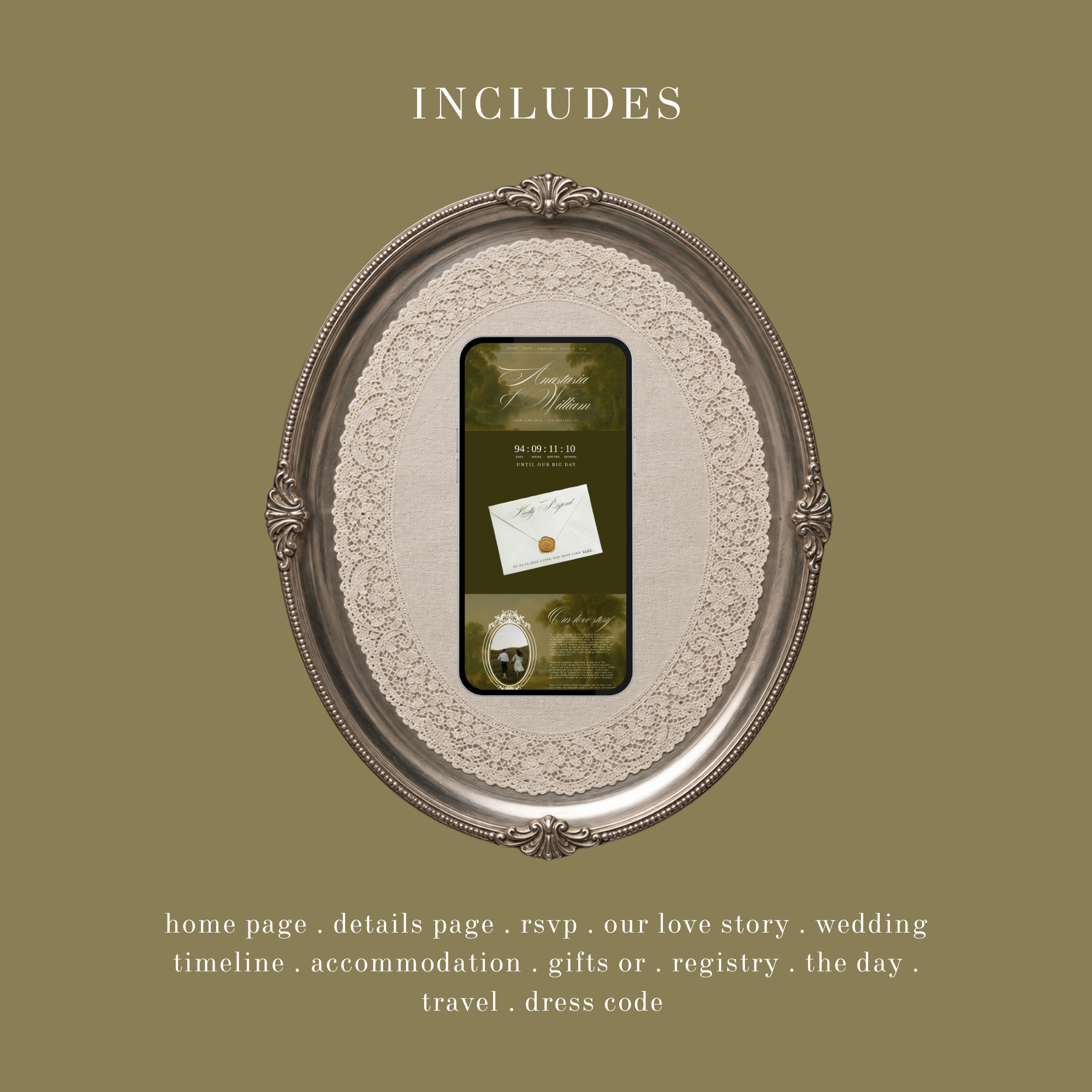 Vintage Olive Wedding Website Template