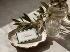 Green & White Wedding Place Card Template