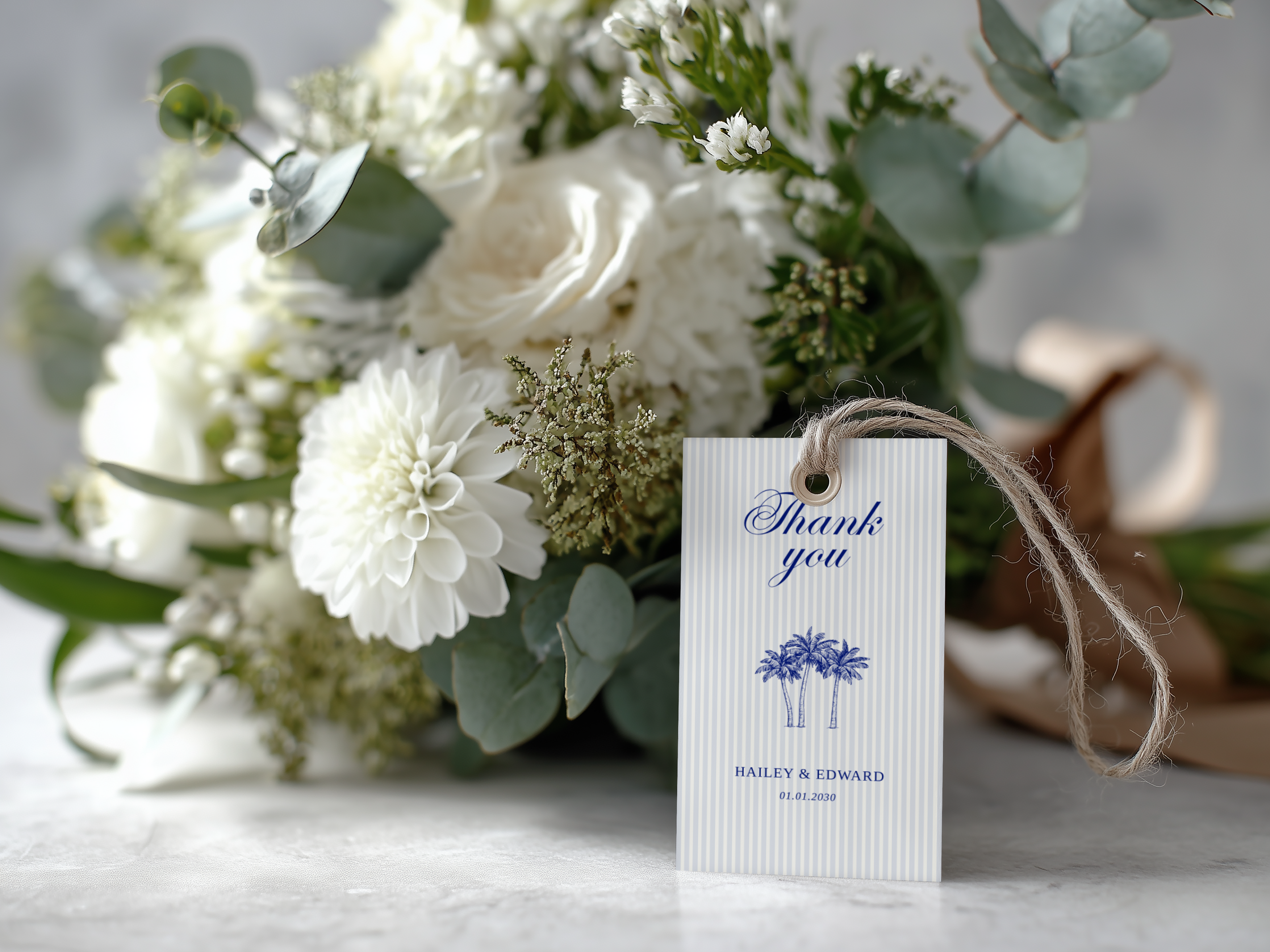 Costal Blue Wedding Favor Tag Template