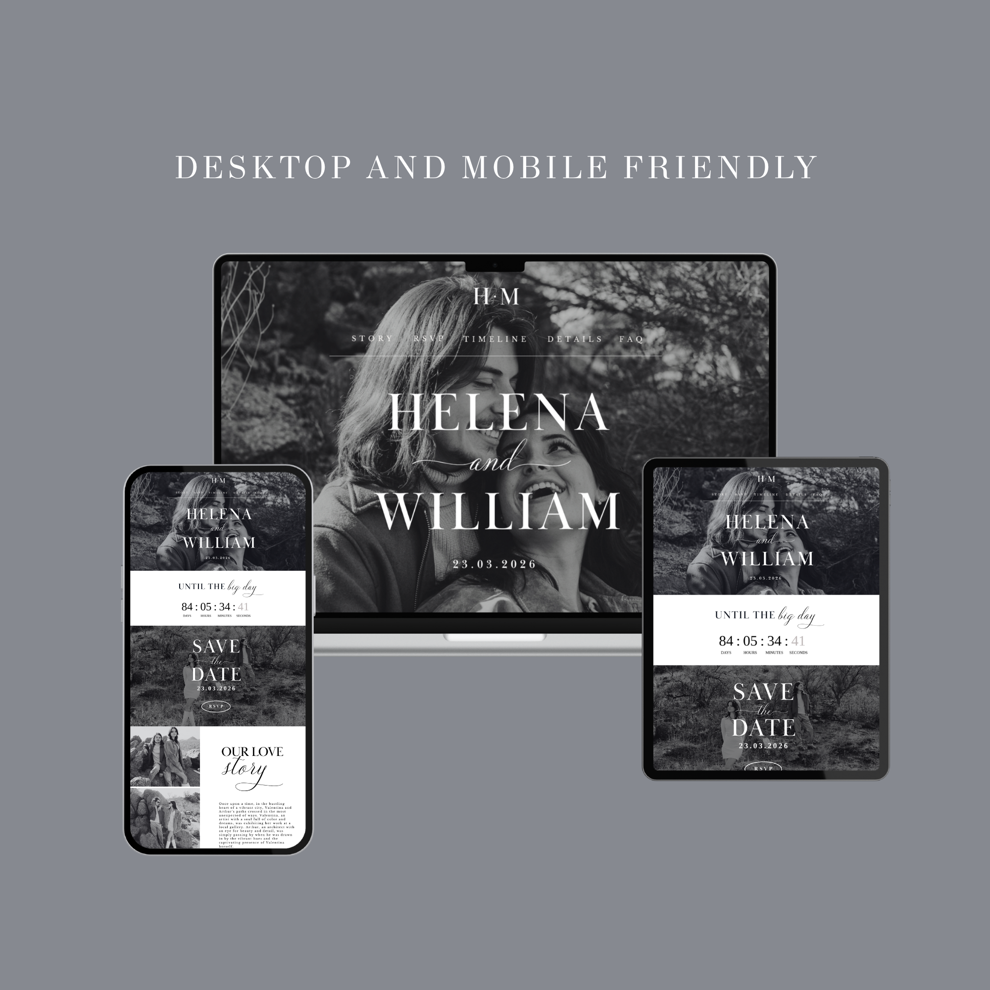 Black and White Wedding Website Template
