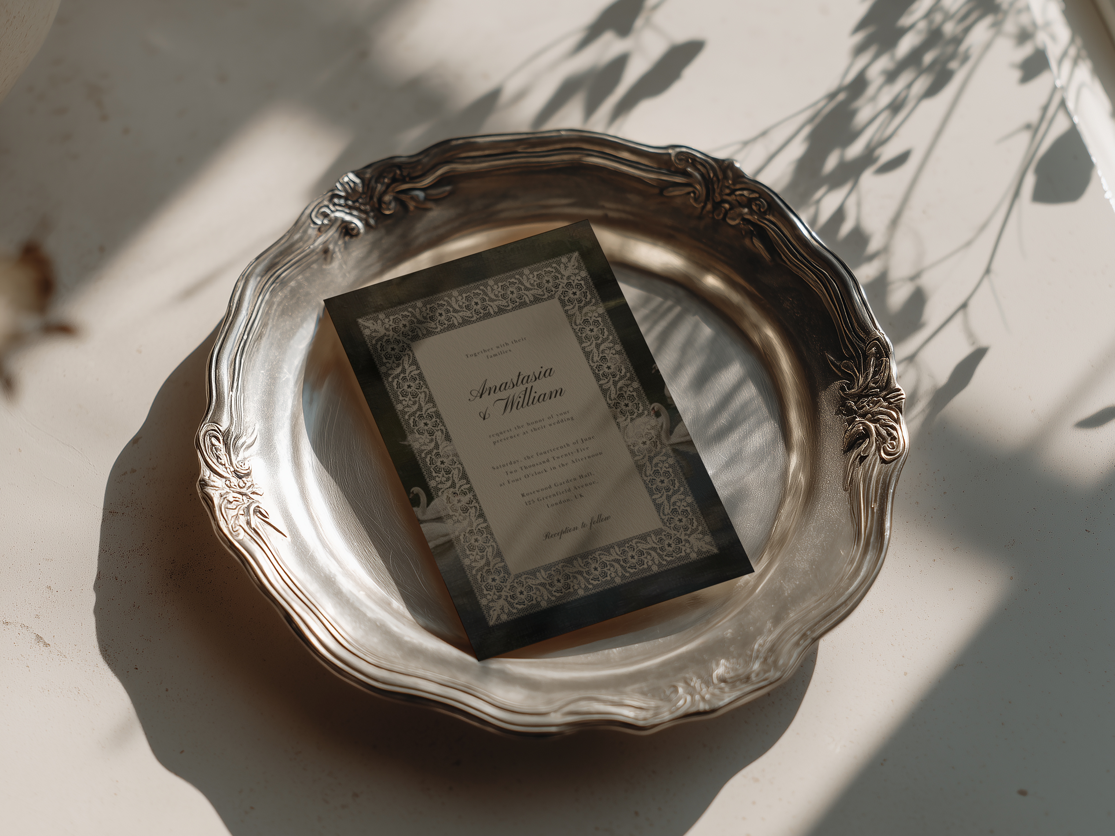Romantic Swan Wedding Invitation Template