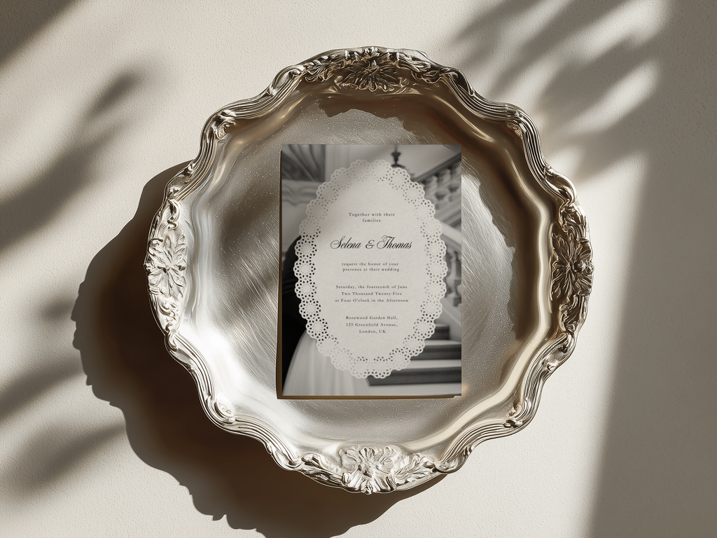 Vintage Photo Wedding Invitation Template