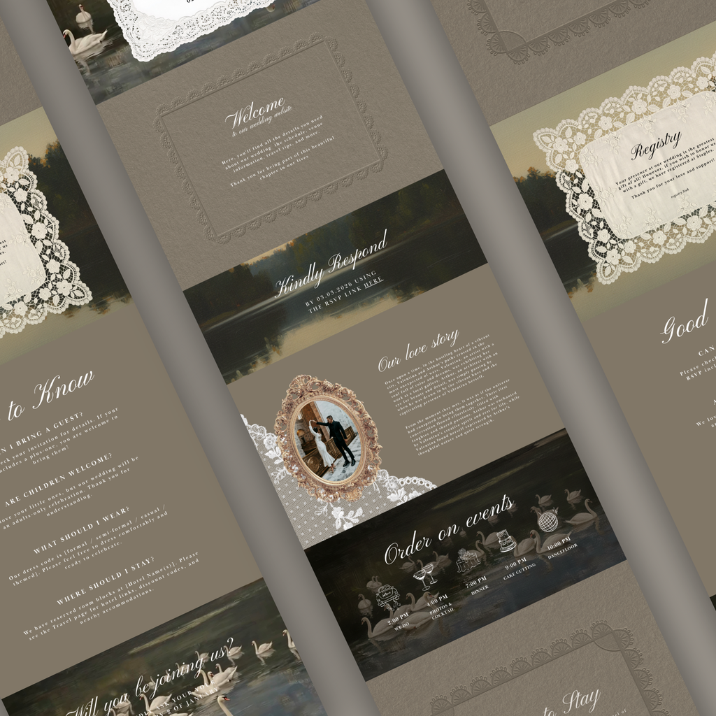 Vintage Swan Lake Wedding Website Template
